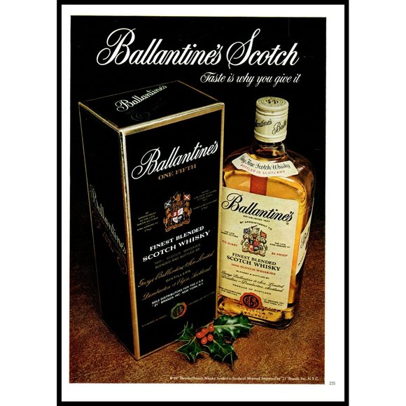 1974 Ballantine's Scotch Taste Is Why You Give It Vintage Print Ad Christmas Art - Picture 1 of 1
